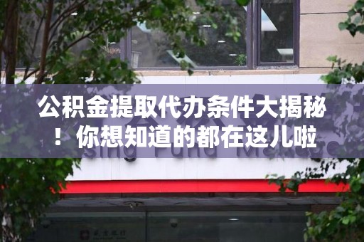 郎溪公积金提取代办条件大揭秘！你想知道的都在这儿啦