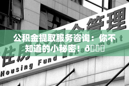 郎溪公积金提取服务咨询：你不知道的小秘密！😎